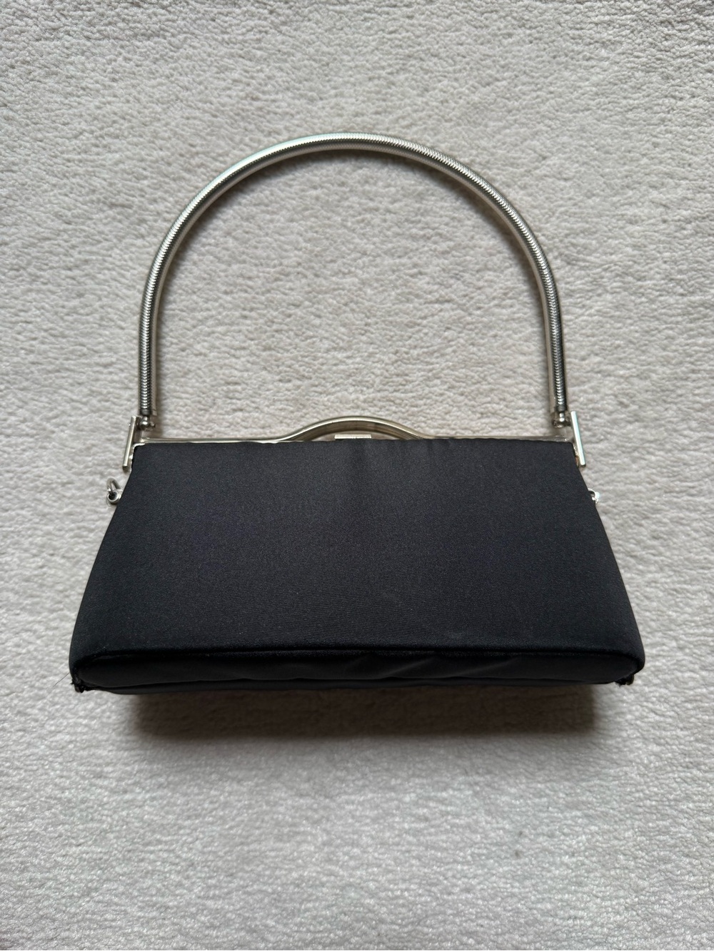 Classic Black Evening Handbag with Silver Handle